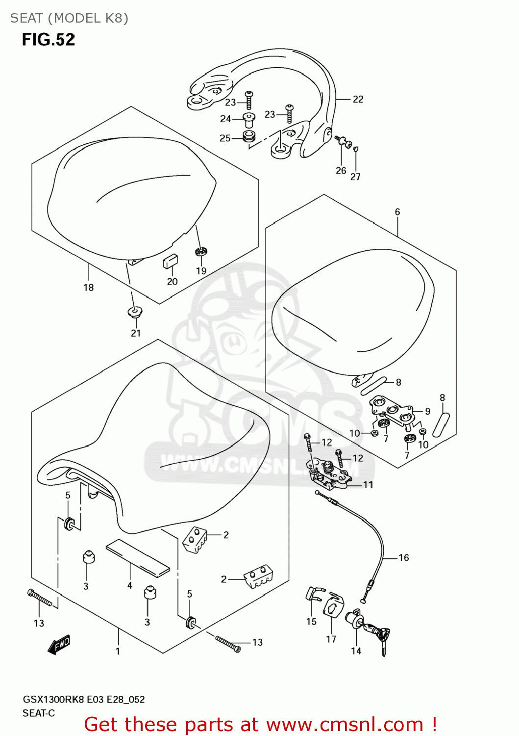 SEAT (MODEL K8) GSX1300R HAYABUSA 2009 (K9) USA (E03)