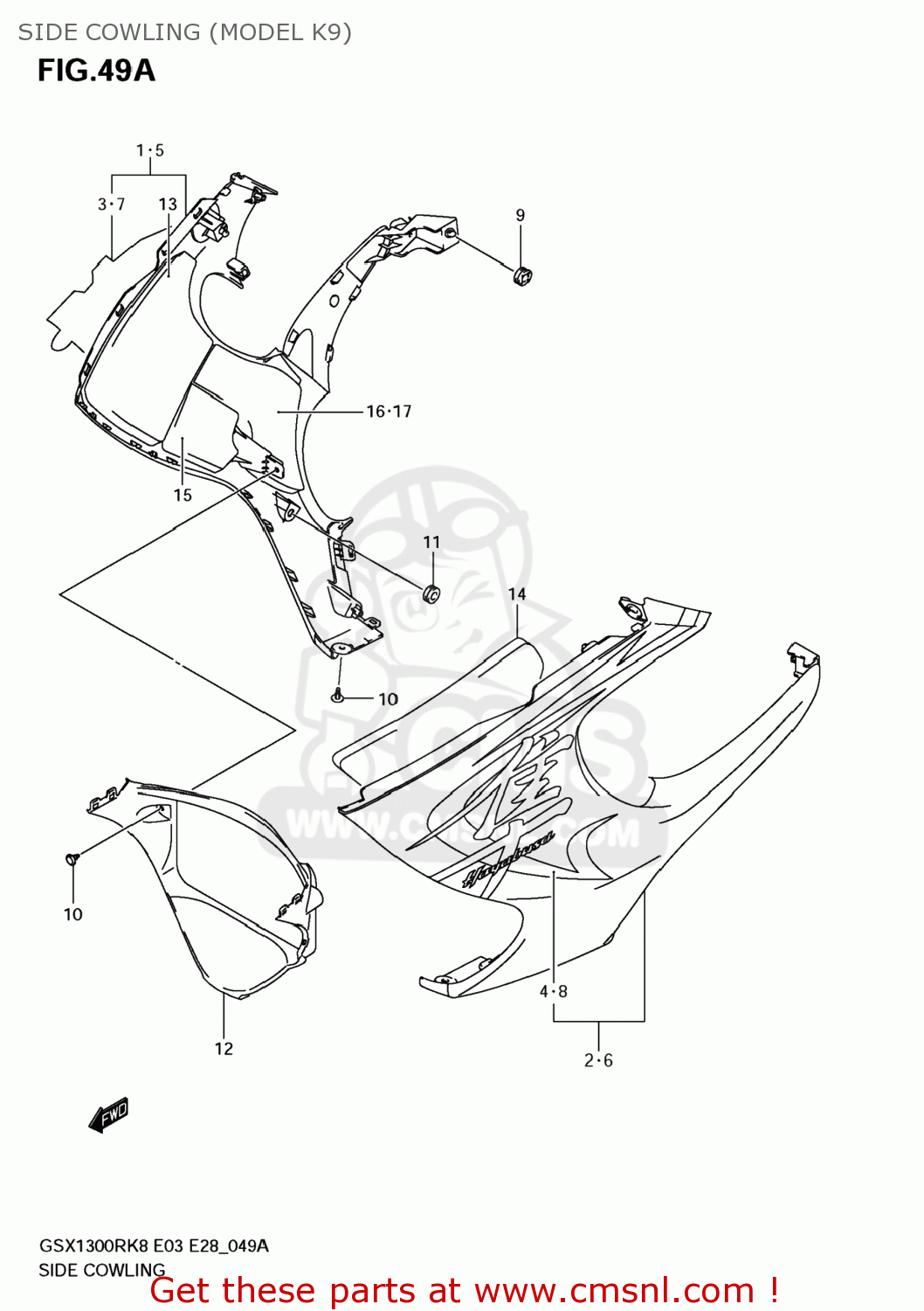 SIDE COWLING (MODEL K9) GSX1300R HAYABUSA 2009 (K9) USA (E03)