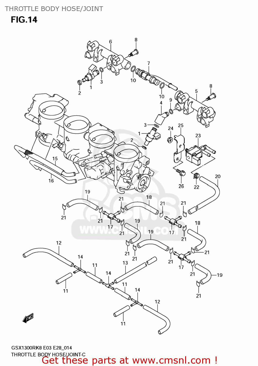 THROTTLE BODY HOSE/JOINT GSX1300R HAYABUSA 2009 (K9) USA (E03)