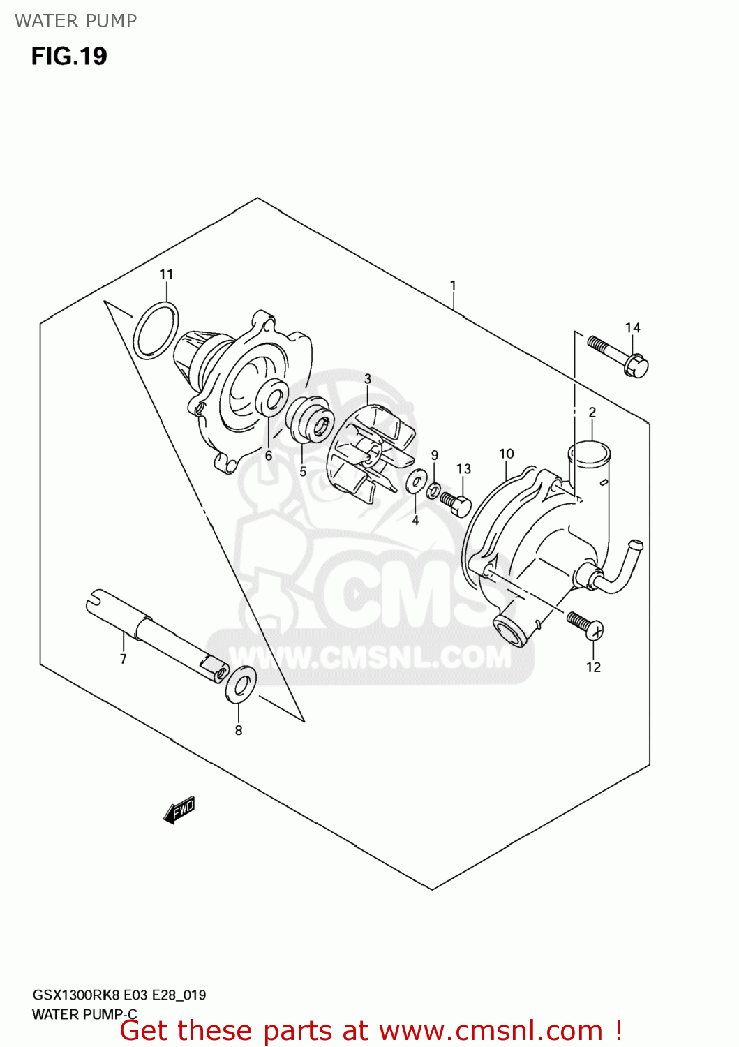 WATER PUMP GSX1300R HAYABUSA 2009 (K9) USA (E03)