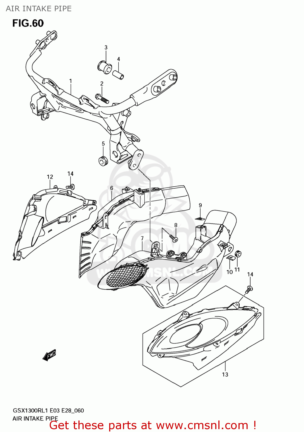 AIR INTAKE PIPE GSX1300R HAYABUSA 2011 (L1) USA (E03)