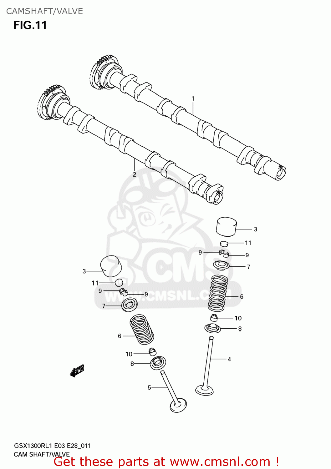 CAMSHAFT/VALVE GSX1300R HAYABUSA 2011 (L1) USA (E03)