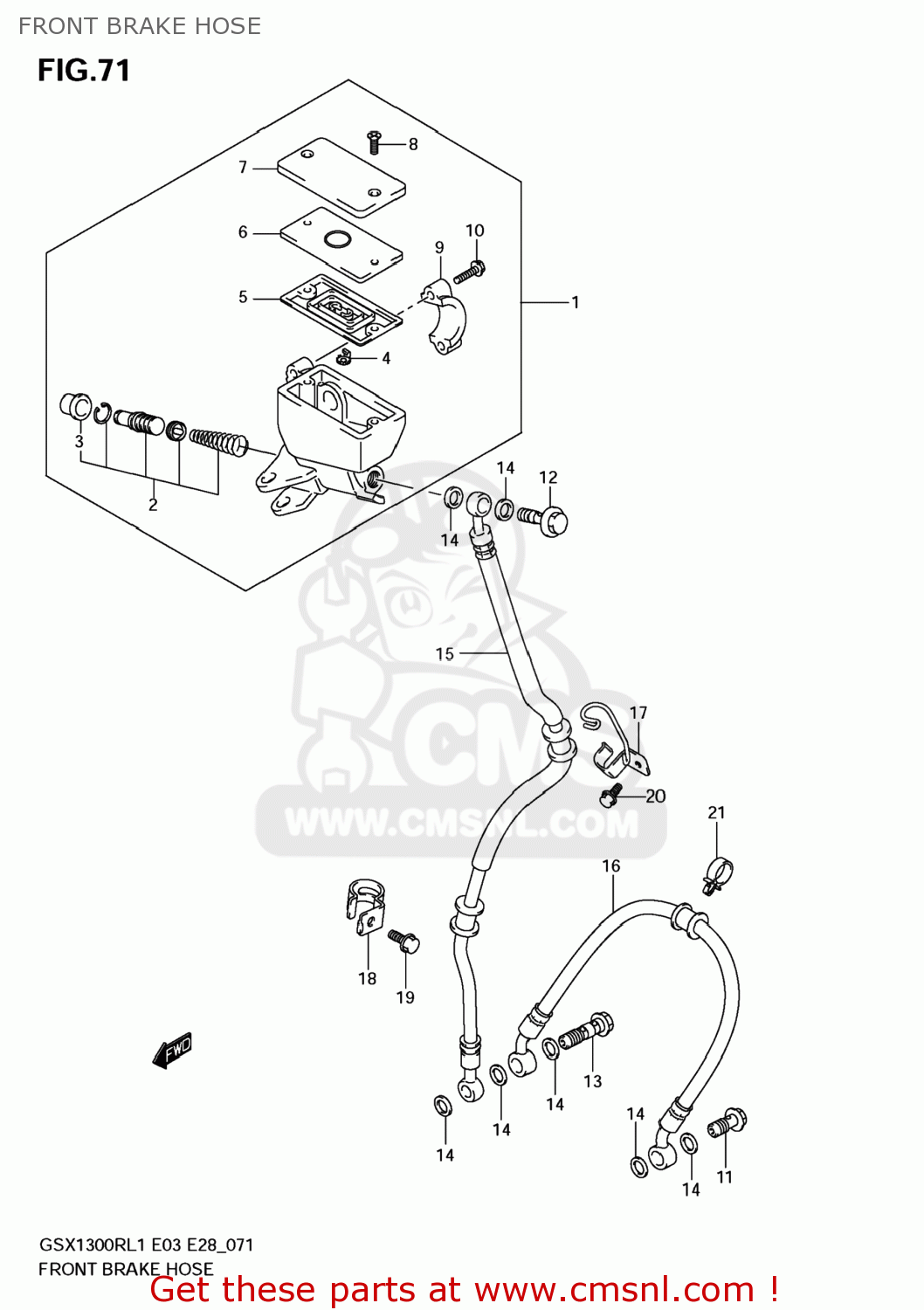 FRONT BRAKE HOSE GSX1300R HAYABUSA 2011 (L1) USA (E03)