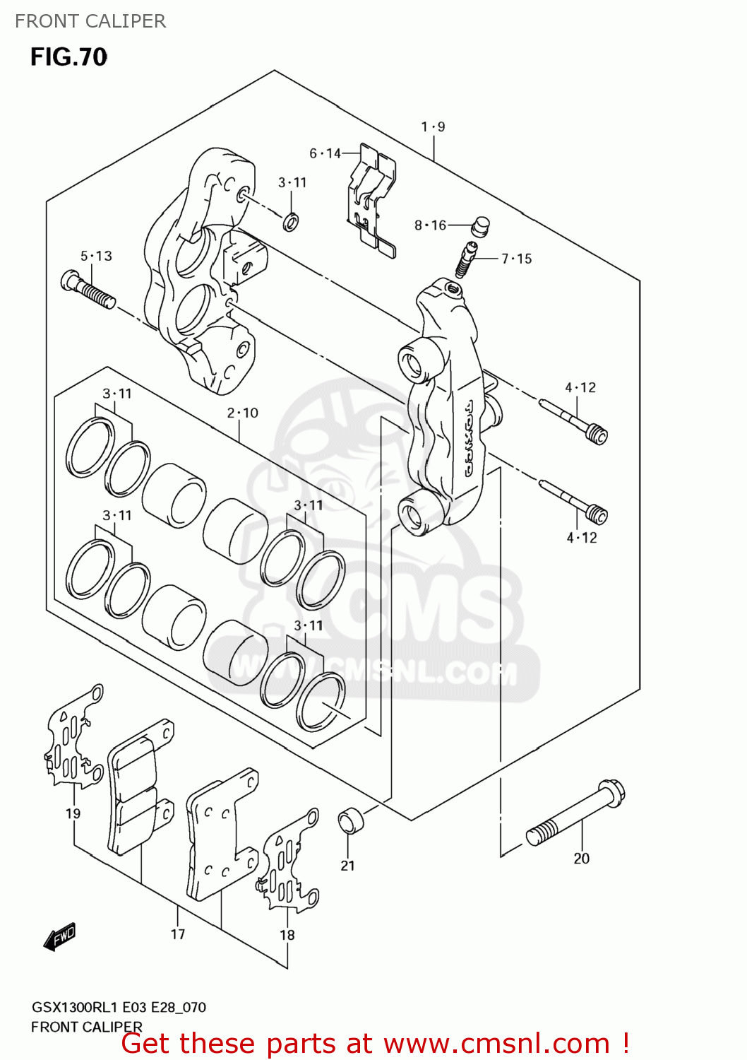 FRONT CALIPER GSX1300R HAYABUSA 2011 (L1) USA (E03)
