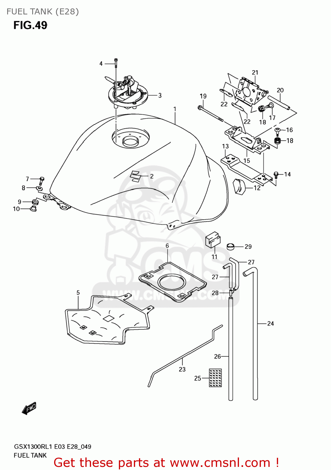 FUEL TANK (E28) GSX1300R HAYABUSA 2011 (L1) USA (E03)