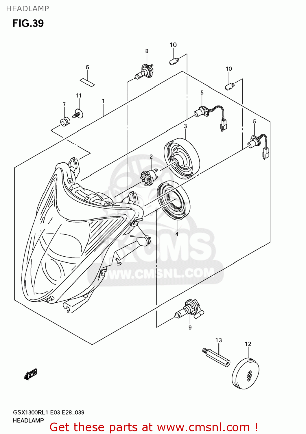 HEADLAMP GSX1300R HAYABUSA 2011 (L1) USA (E03)