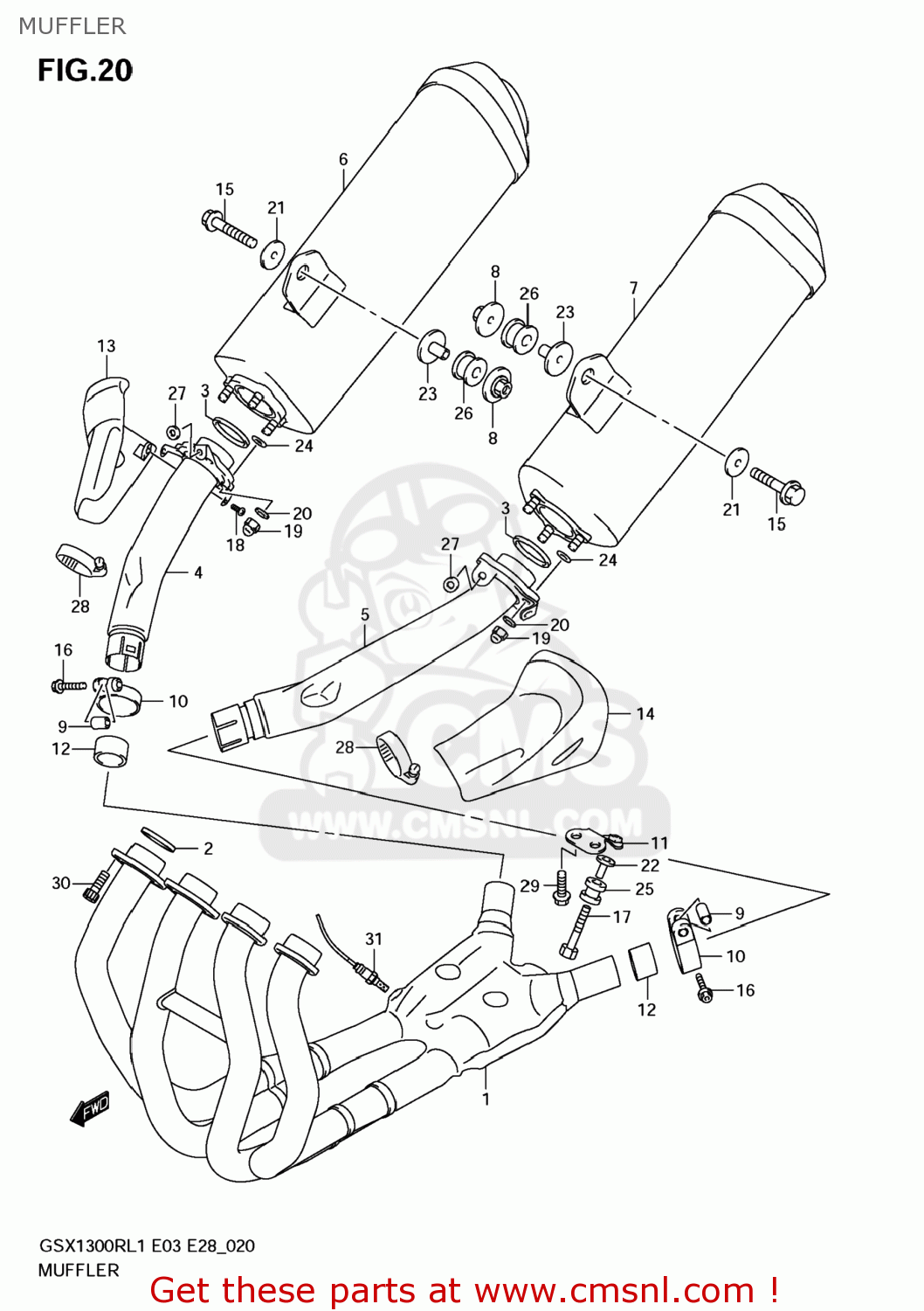 MUFFLER GSX1300R HAYABUSA 2011 (L1) USA (E03)