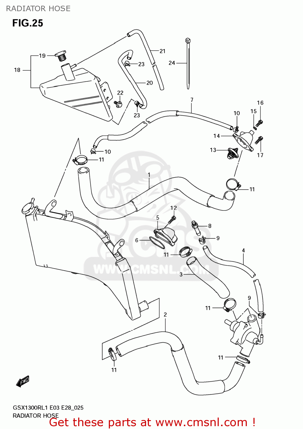 RADIATOR HOSE GSX1300R HAYABUSA 2011 (L1) USA (E03)