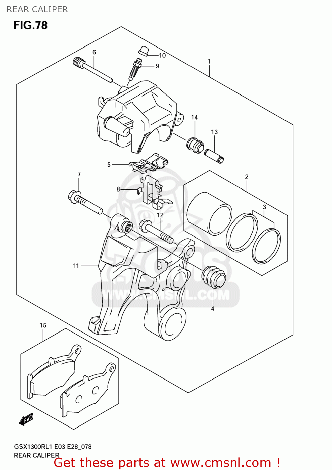 REAR CALIPER GSX1300R HAYABUSA 2011 (L1) USA (E03)