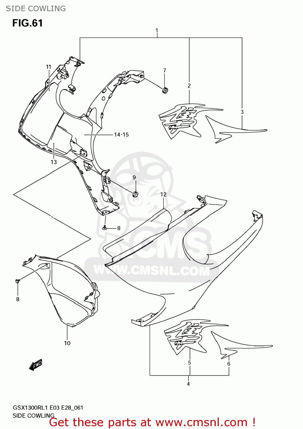 SIDE COWLING GSX1300R HAYABUSA 2011 (L1) USA (E03)
