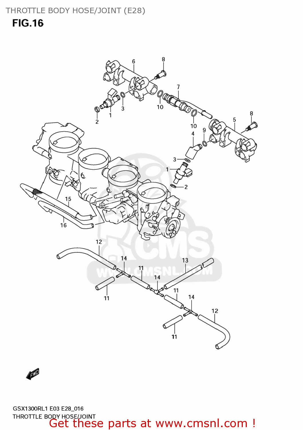 THROTTLE BODY HOSE/JOINT (E28) GSX1300R HAYABUSA 2011 (L1) USA (E03)