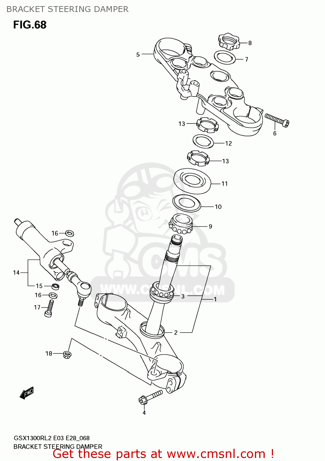 BRACKET STEERING DAMPER GSX1300R HAYABUSA 2012 (L2) USA (E03)