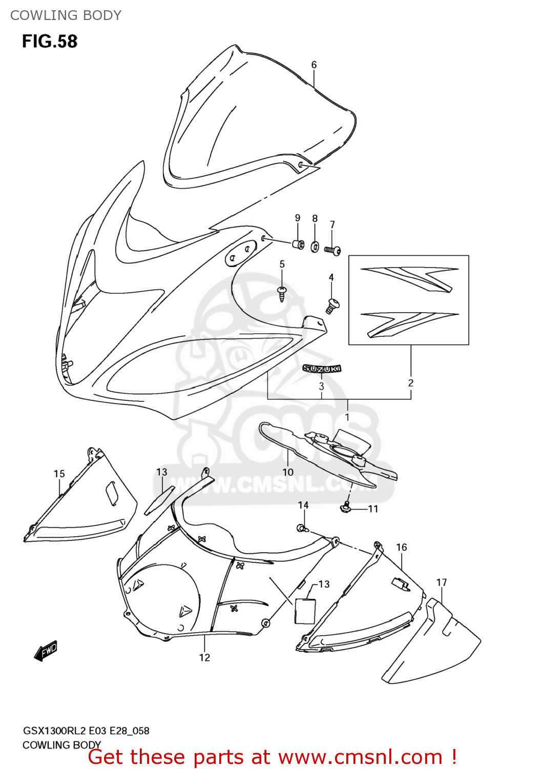 COWLING BODY GSX1300R HAYABUSA 2012 (L2) USA (E03)