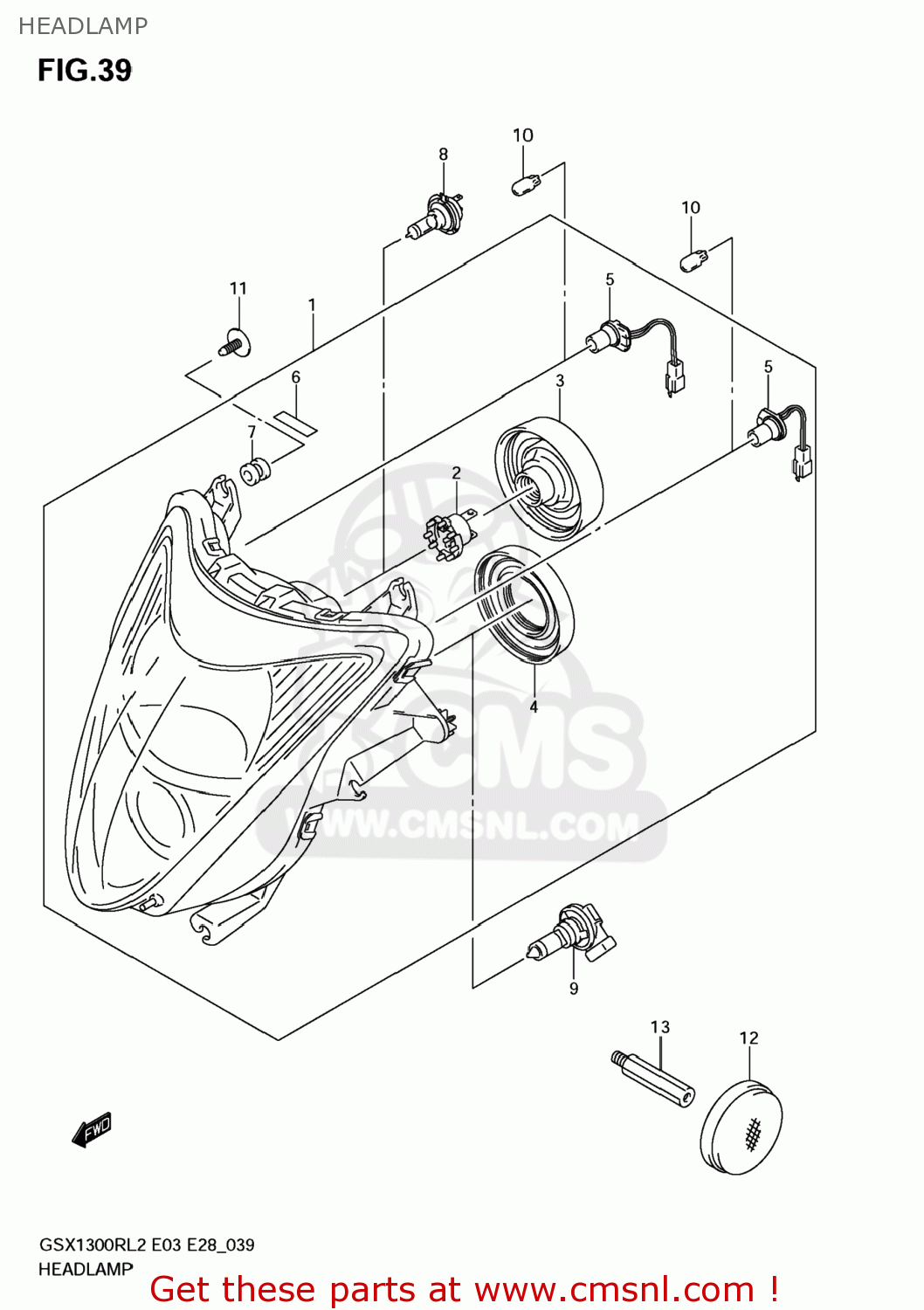 HEADLAMP GSX1300R HAYABUSA 2012 (L2) USA (E03)