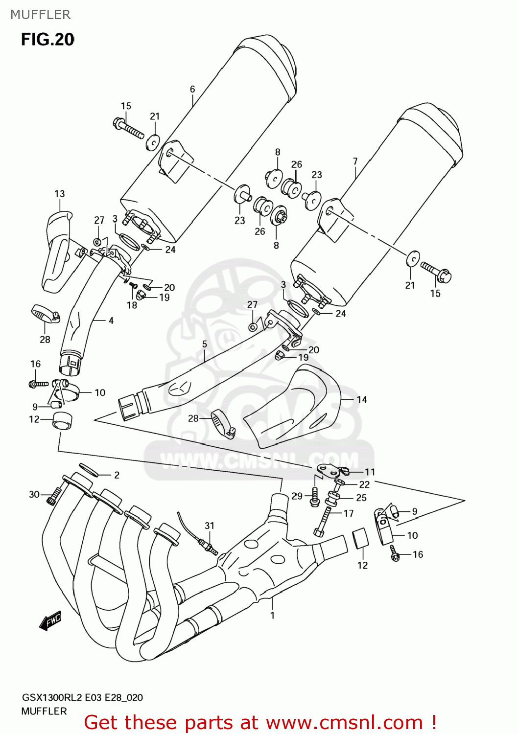 MUFFLER GSX1300R HAYABUSA 2012 (L2) USA (E03)