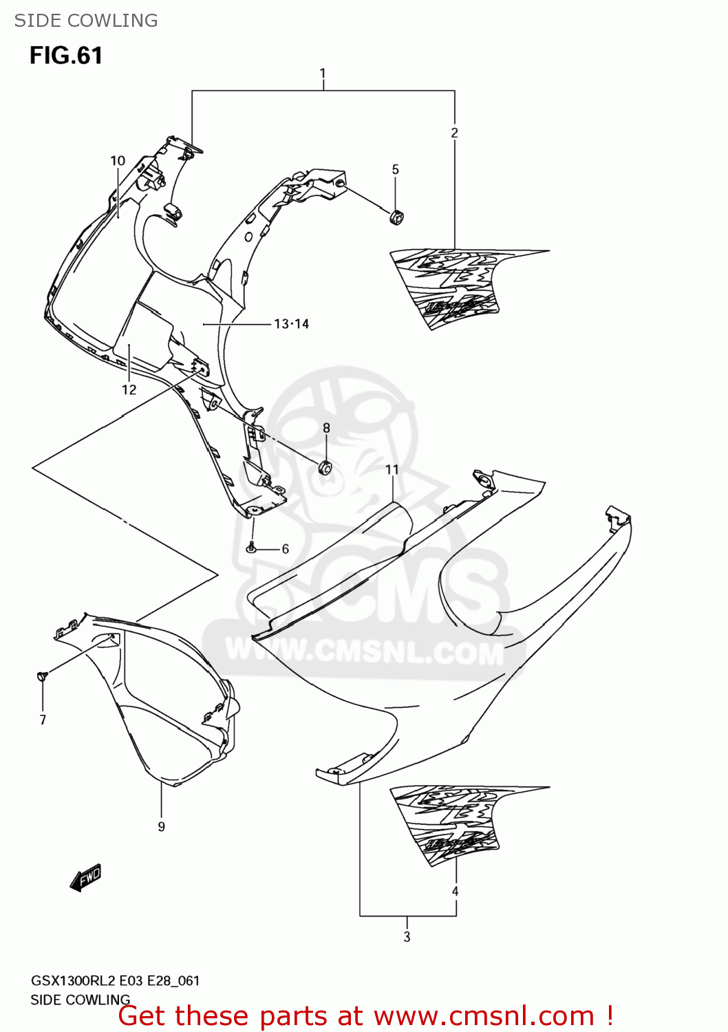 SIDE COWLING GSX1300R HAYABUSA 2012 (L2) USA (E03)