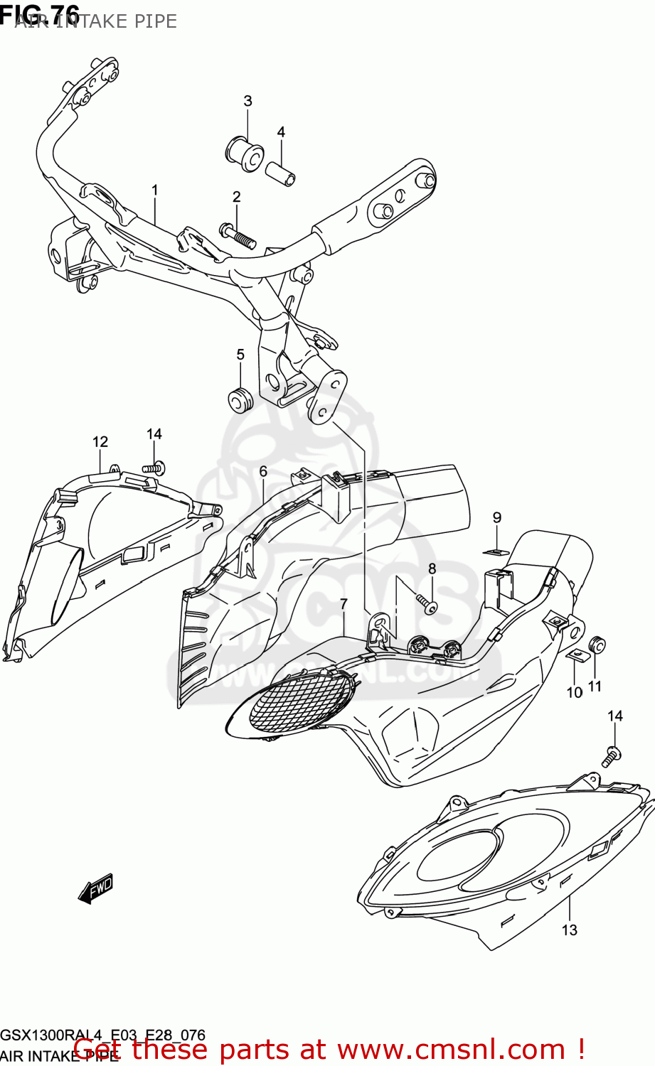 AIR INTAKE PIPE GSX1300RA HAYABUSA 2014 (L4) USA (E03)