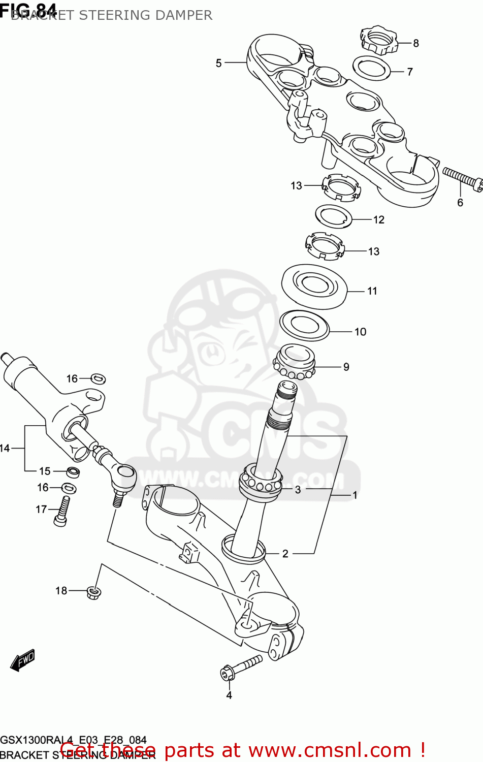 BRACKET STEERING DAMPER GSX1300RA HAYABUSA 2014 (L4) USA (E03)