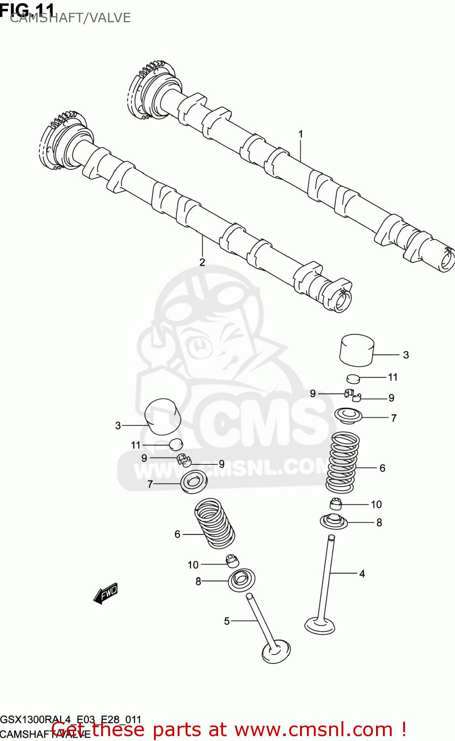 CAMSHAFT/VALVE GSX1300RA HAYABUSA 2014 (L4) USA (E03)