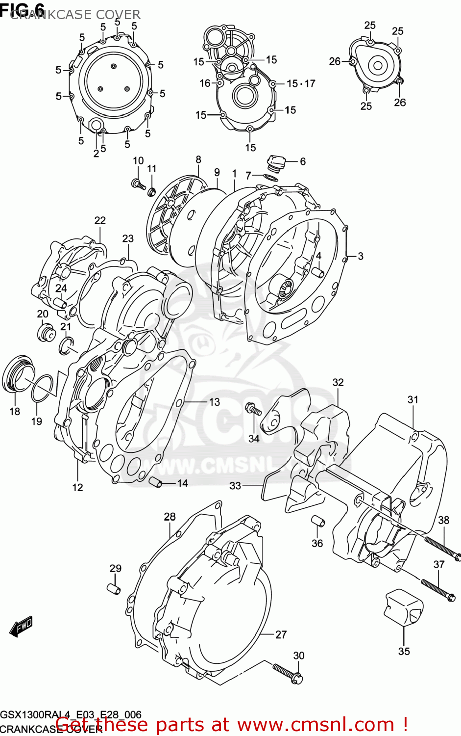 CRANKCASE COVER GSX1300RA HAYABUSA 2014 (L4) USA (E03)