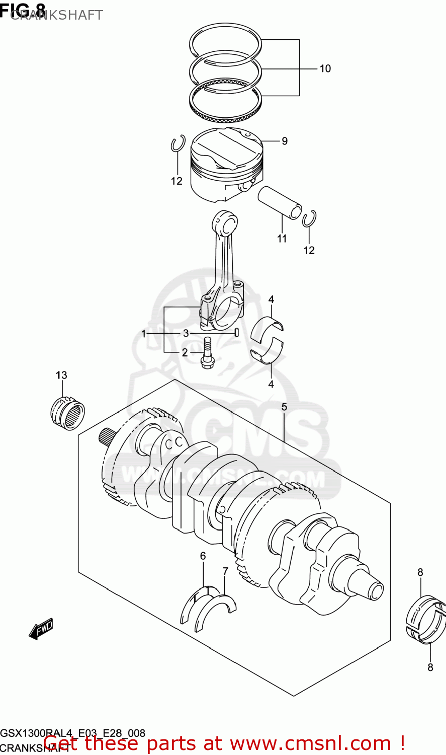 CRANKSHAFT GSX1300RA HAYABUSA 2014 (L4) USA (E03)