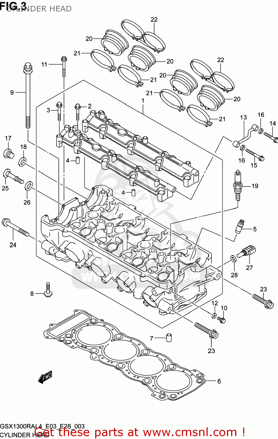 CYLINDER HEAD GSX1300RA HAYABUSA 2014 (L4) USA (E03)