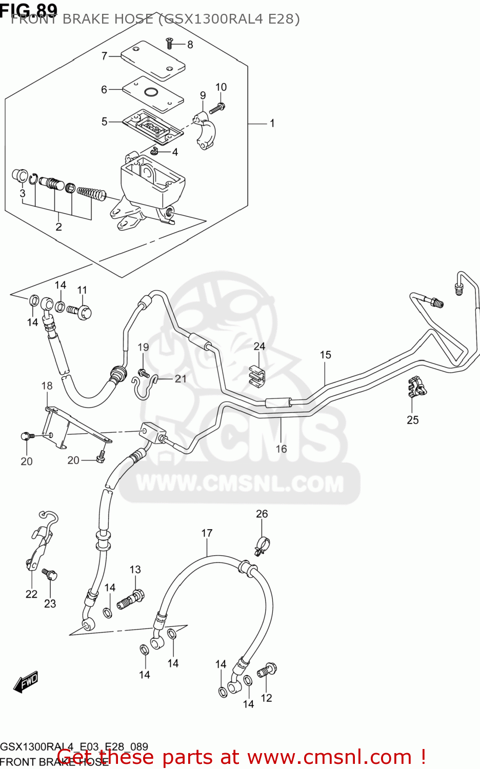 FRONT BRAKE HOSE (GSX1300RAL4 E28) GSX1300RA HAYABUSA 2014 (L4) USA (E03)