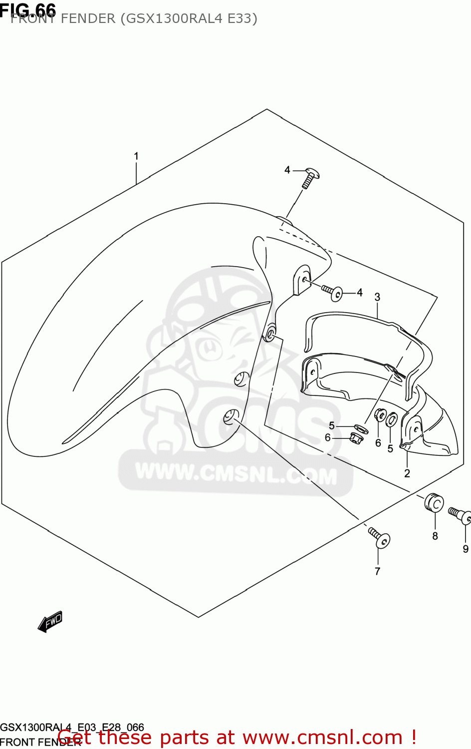 FRONT FENDER (GSX1300RAL4 E33) GSX1300RA HAYABUSA 2014 (L4) USA (E03)