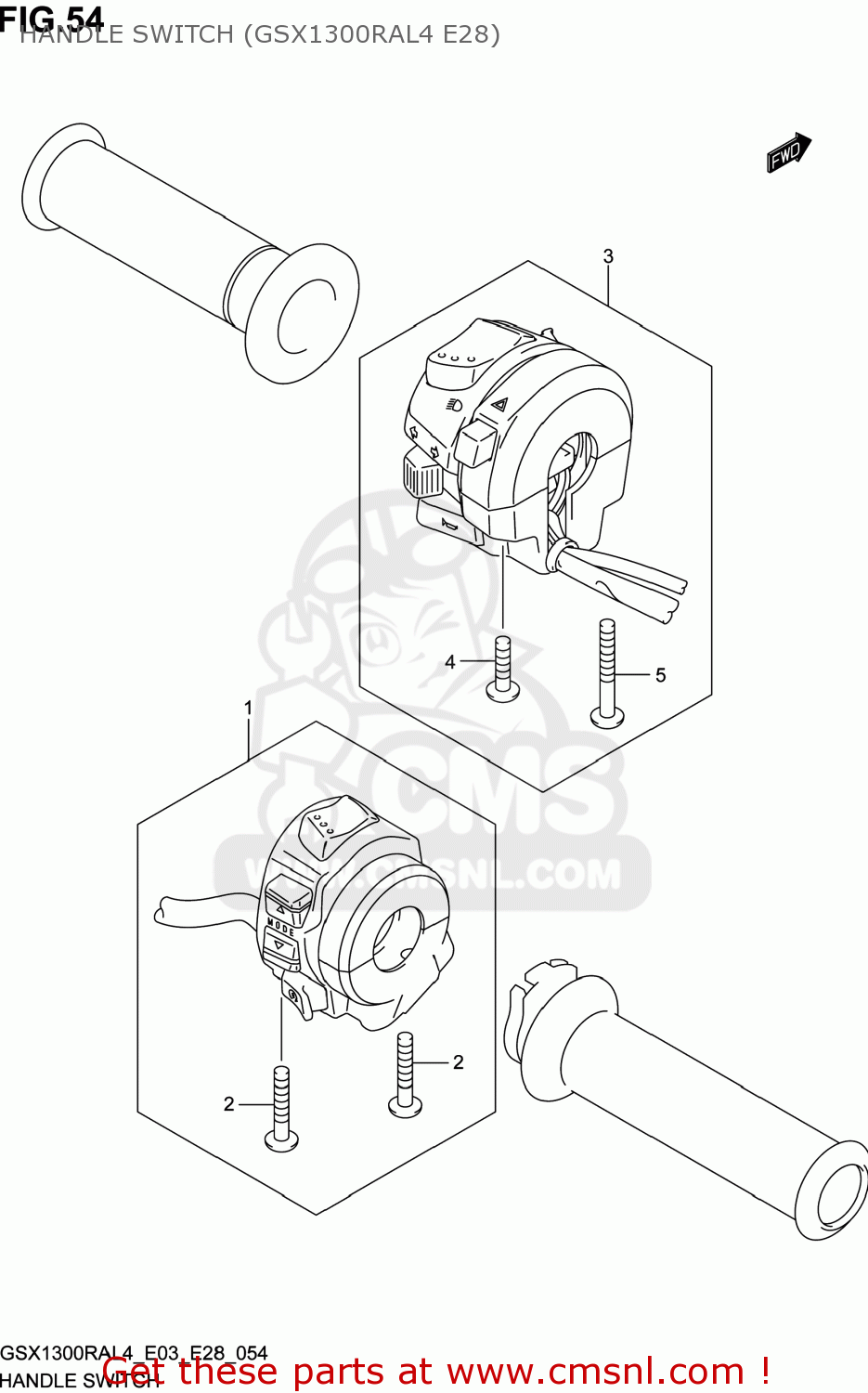HANDLE SWITCH (GSX1300RAL4 E28) GSX1300RA HAYABUSA 2014 (L4) USA (E03)