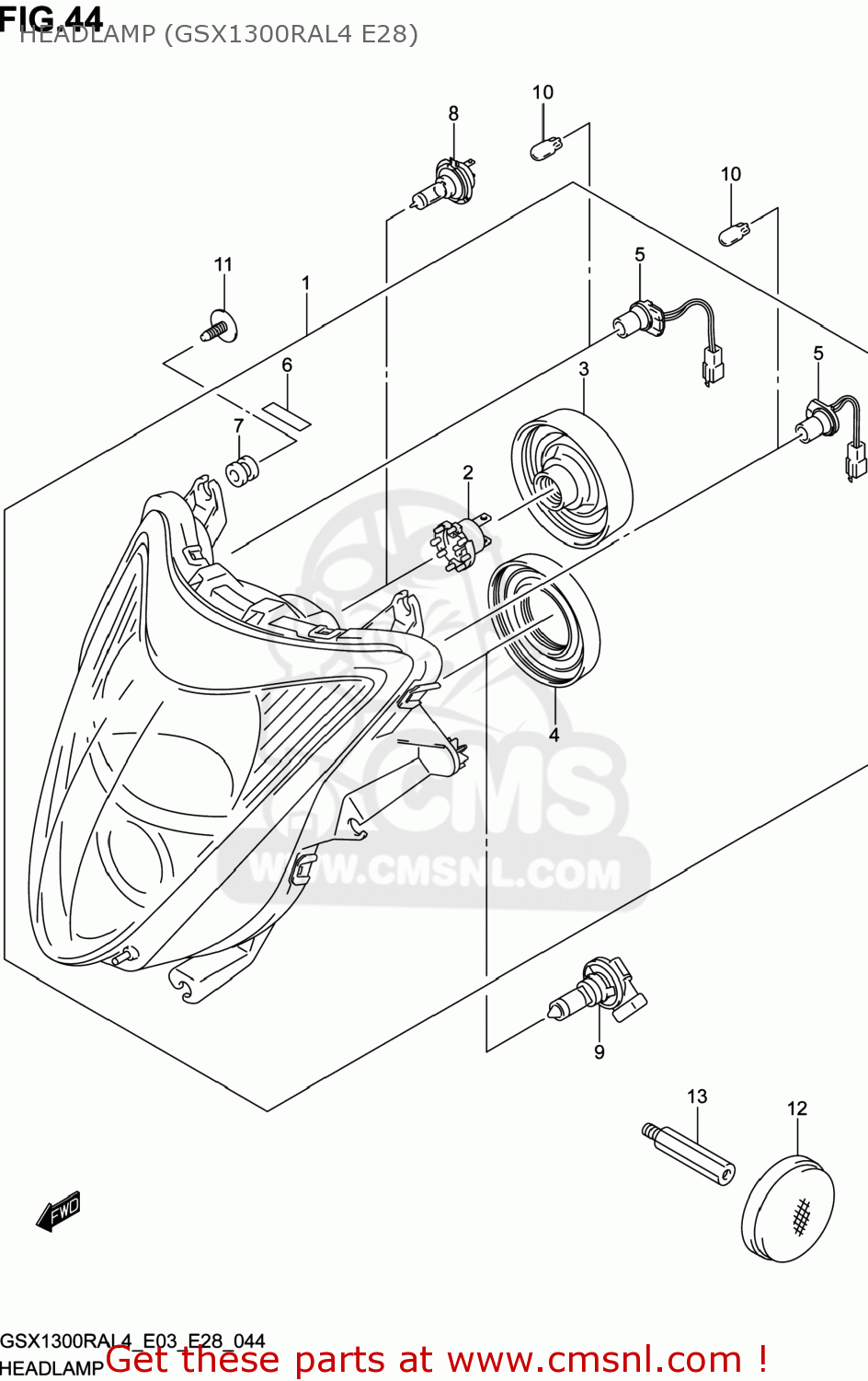 HEADLAMP (GSX1300RAL4 E28) GSX1300RA HAYABUSA 2014 (L4) USA (E03)