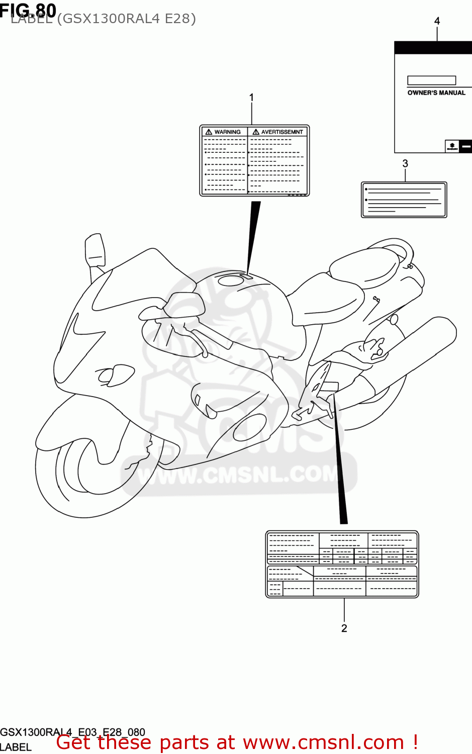 LABEL (GSX1300RAL4 E28) GSX1300RA HAYABUSA 2014 (L4) USA (E03)