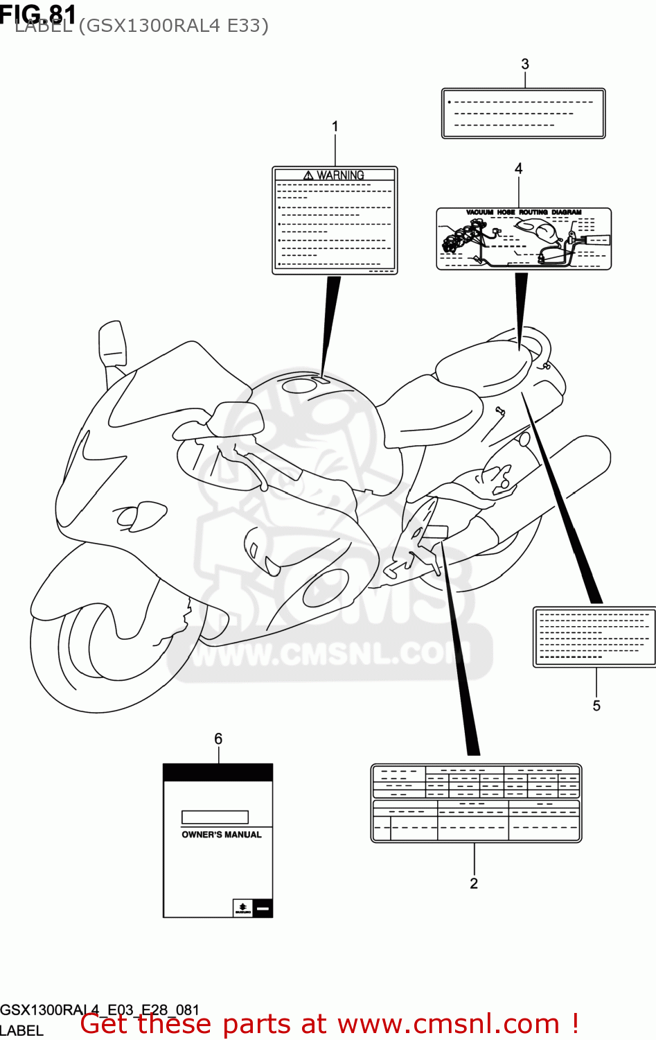 LABEL (GSX1300RAL4 E33) GSX1300RA HAYABUSA 2014 (L4) USA (E03)