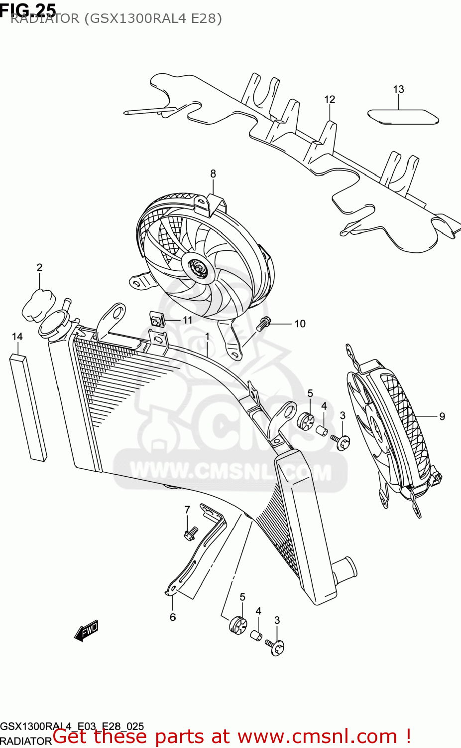 RADIATOR (GSX1300RAL4 E28) GSX1300RA HAYABUSA 2014 (L4) USA (E03)
