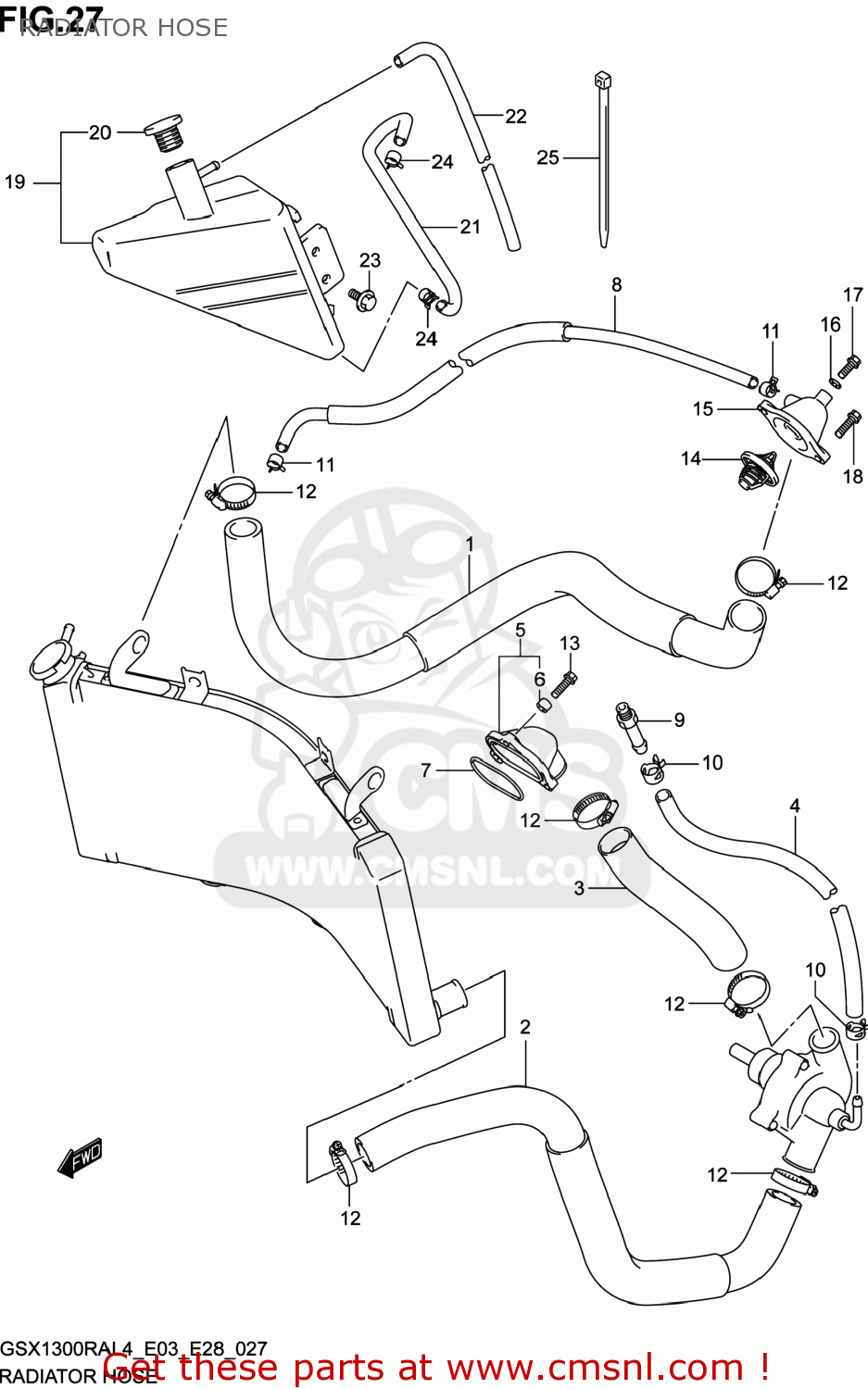 RADIATOR HOSE GSX1300RA HAYABUSA 2014 (L4) USA (E03)