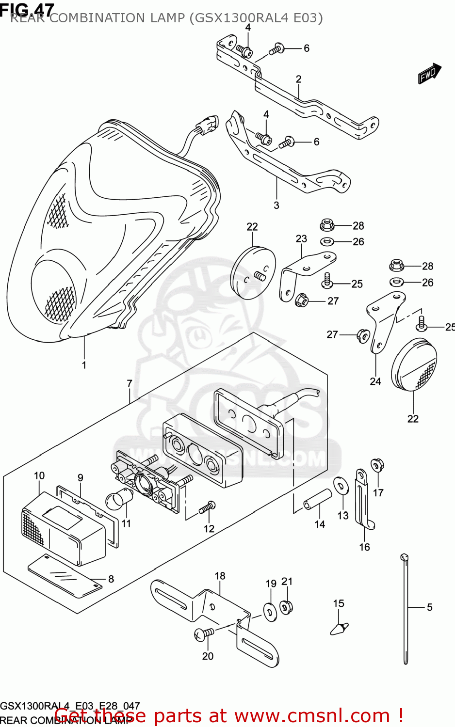 REAR COMBINATION LAMP (GSX1300RAL4 E03) GSX1300RA HAYABUSA 2014 (L4) USA (E03)