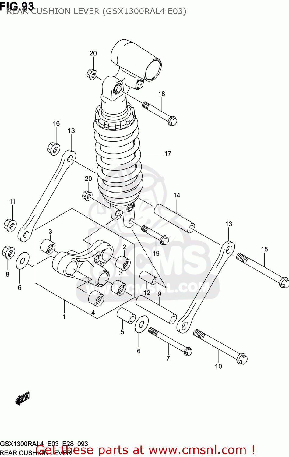 REAR CUSHION LEVER (GSX1300RAL4 E03) GSX1300RA HAYABUSA 2014 (L4) USA (E03)