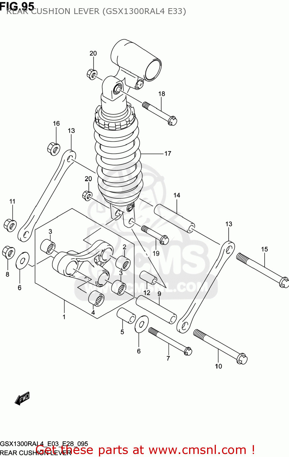 REAR CUSHION LEVER (GSX1300RAL4 E33) GSX1300RA HAYABUSA 2014 (L4) USA (E03)