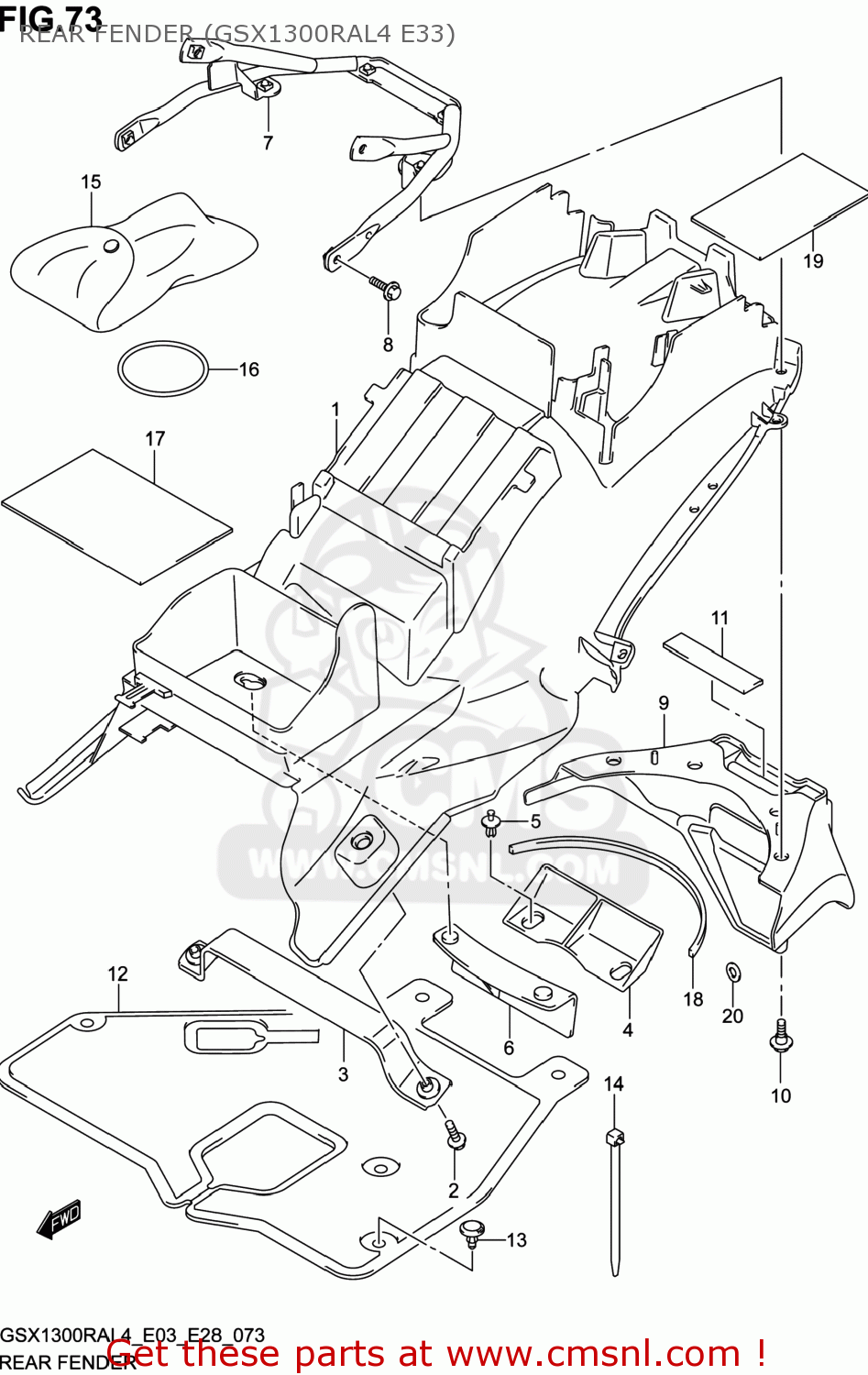 REAR FENDER (GSX1300RAL4 E33) GSX1300RA HAYABUSA 2014 (L4) USA (E03)