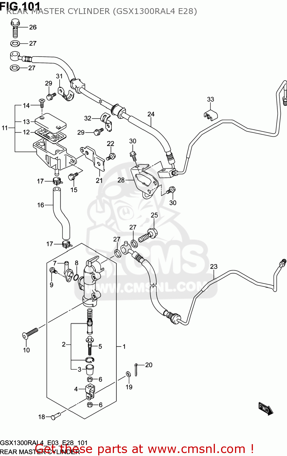 REAR MASTER CYLINDER (GSX1300RAL4 E28) GSX1300RA HAYABUSA 2014 (L4) USA (E03)