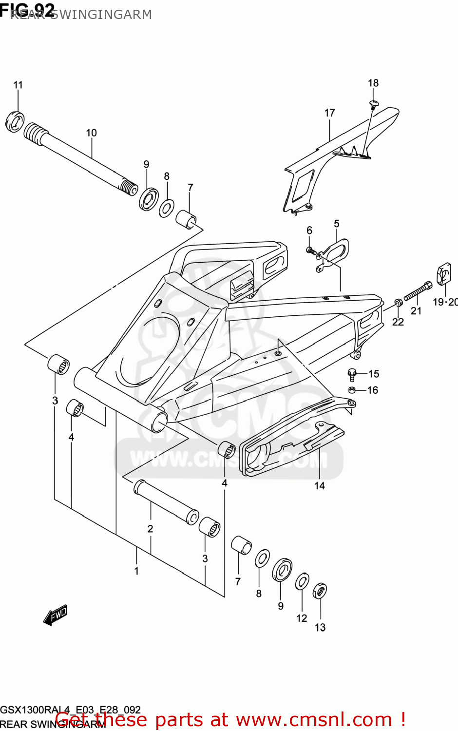 REAR SWINGINGARM GSX1300RA HAYABUSA 2014 (L4) USA (E03)