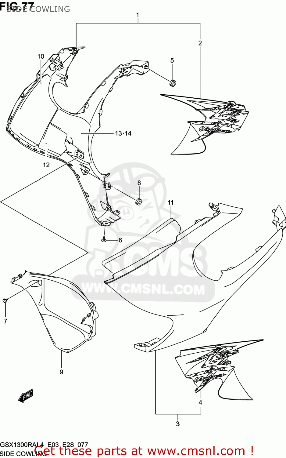 SIDE COWLING GSX1300RA HAYABUSA 2014 (L4) USA (E03)