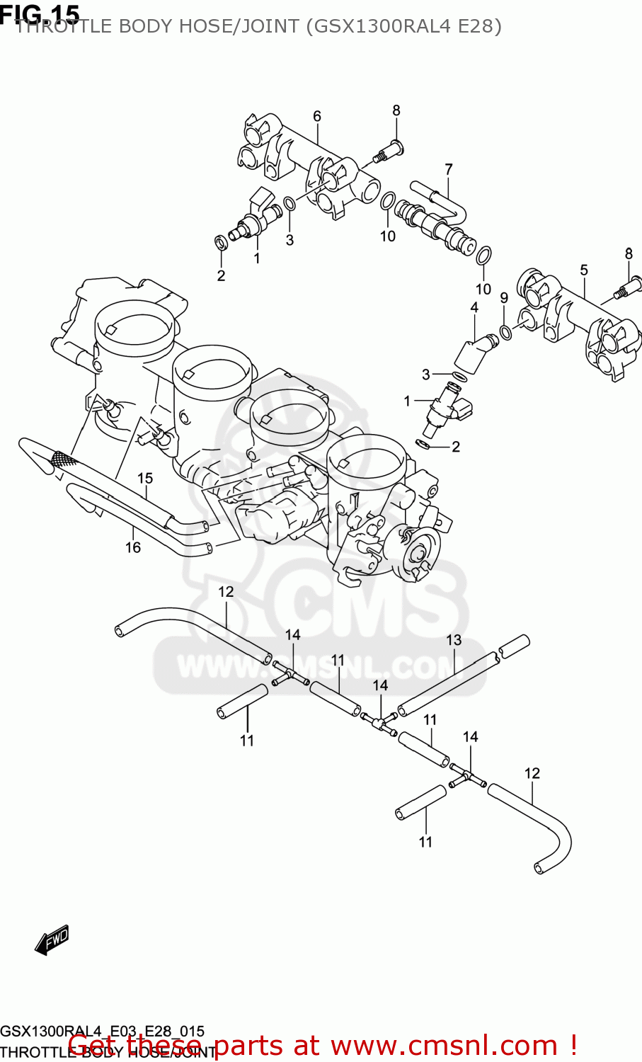 THROTTLE BODY HOSE/JOINT (GSX1300RAL4 E28) GSX1300RA HAYABUSA 2014 (L4) USA (E03)