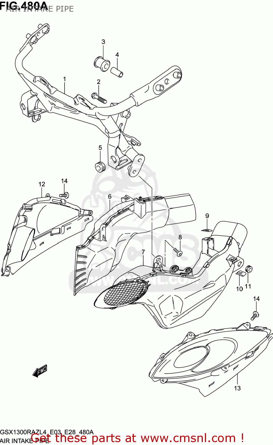 AIR INTAKE PIPE GSX1300RAZ HAYABUSA 2014 (L4) USA (E03)