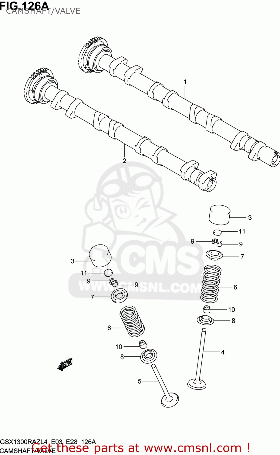 CAMSHAFT/VALVE GSX1300RAZ HAYABUSA 2014 (L4) USA (E03)