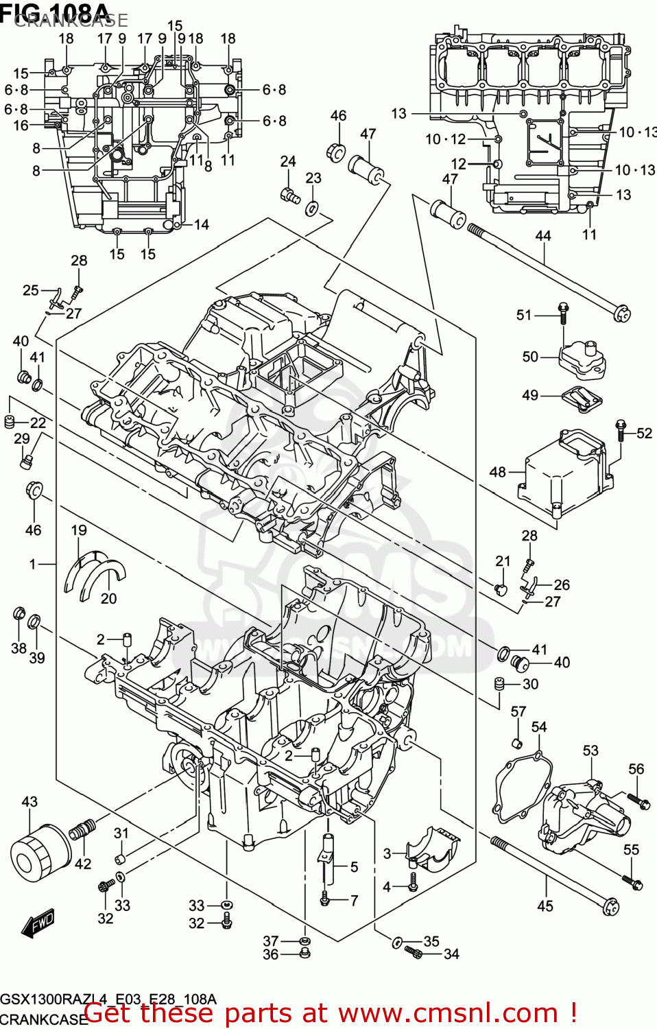 CRANKCASE GSX1300RAZ HAYABUSA 2014 (L4) USA (E03)