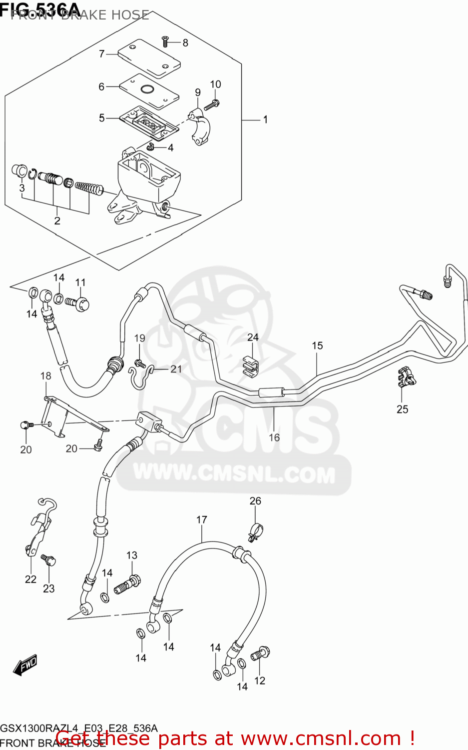FRONT BRAKE HOSE GSX1300RAZ HAYABUSA 2014 (L4) USA (E03)
