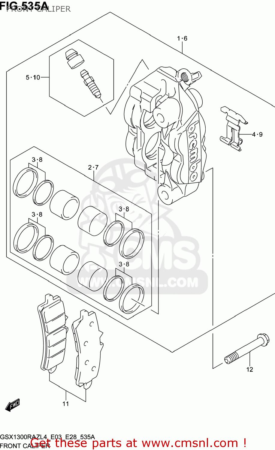 FRONT CALIPER GSX1300RAZ HAYABUSA 2014 (L4) USA (E03)