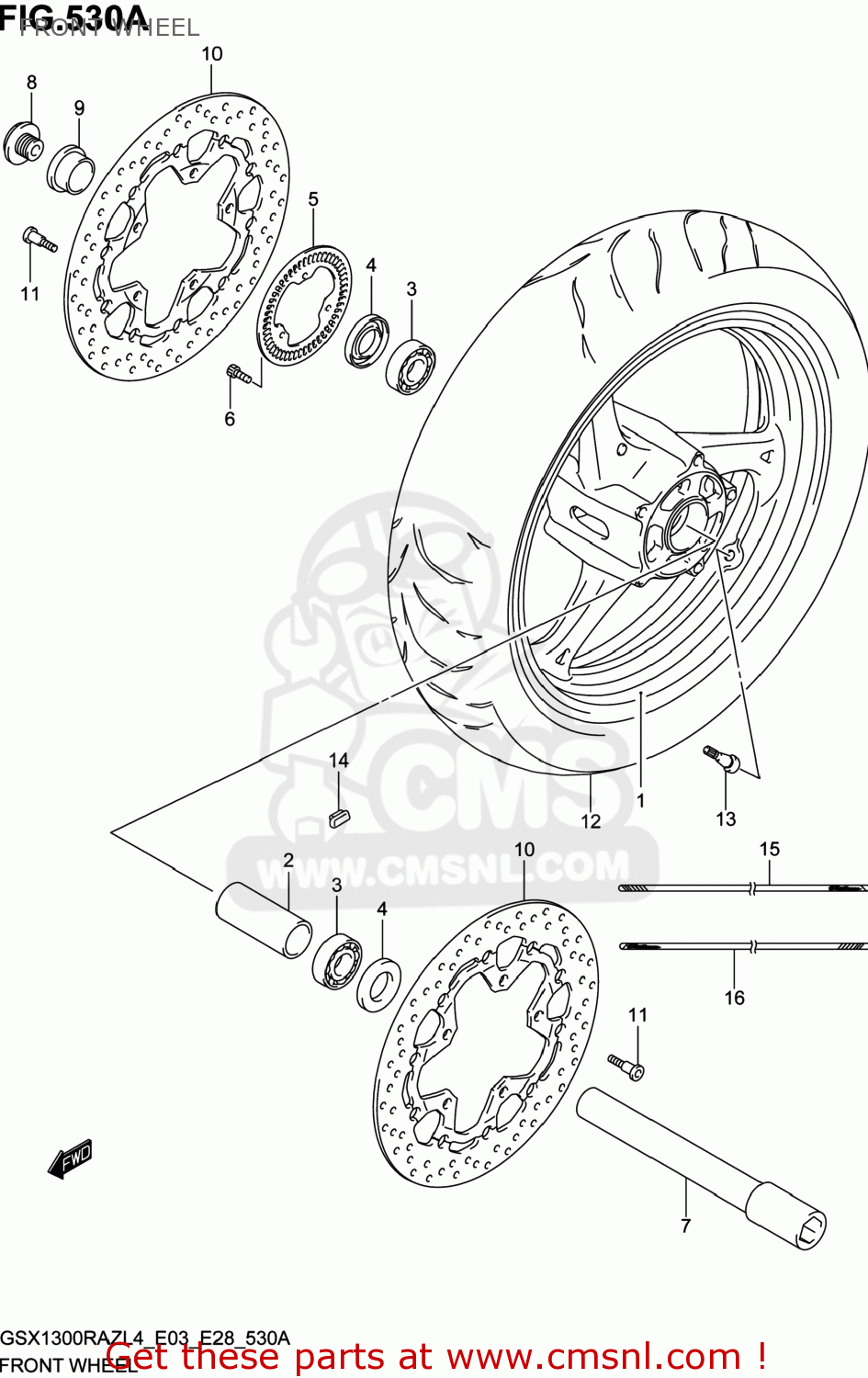 FRONT WHEEL GSX1300RAZ HAYABUSA 2014 (L4) USA (E03)