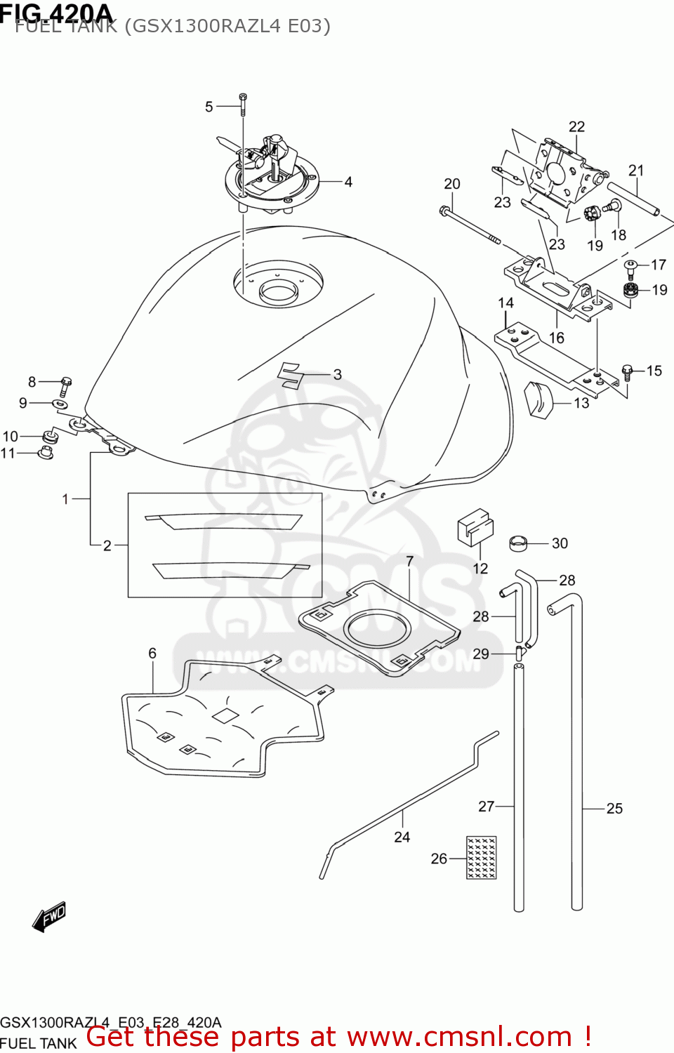 FUEL TANK (GSX1300RAZL4 E03) GSX1300RAZ HAYABUSA 2014 (L4) USA (E03)