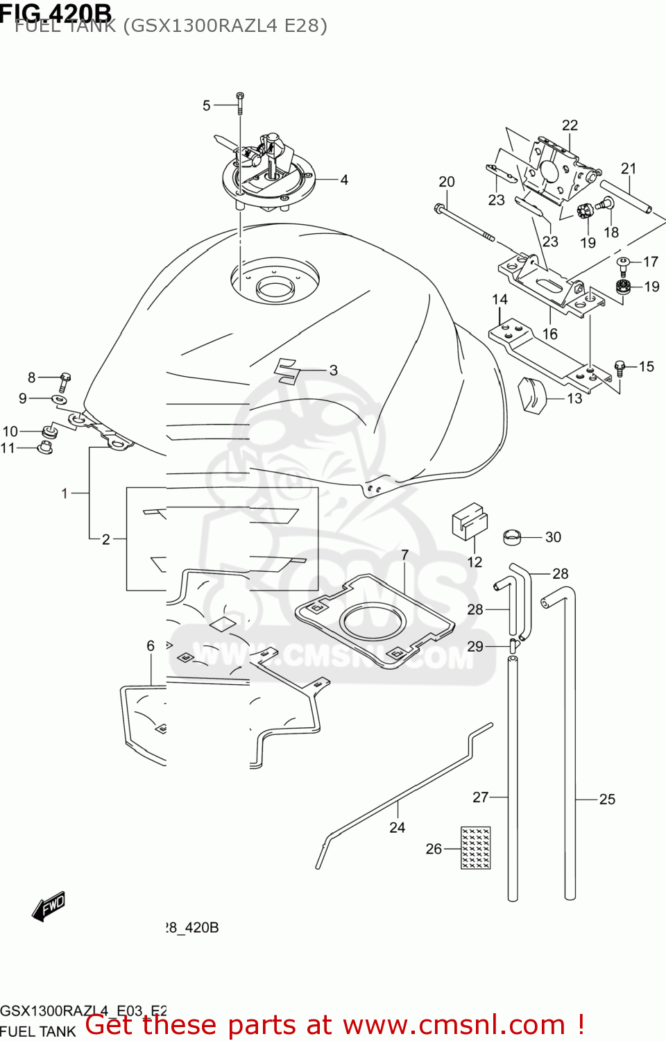FUEL TANK (GSX1300RAZL4 E28) GSX1300RAZ HAYABUSA 2014 (L4) USA (E03)